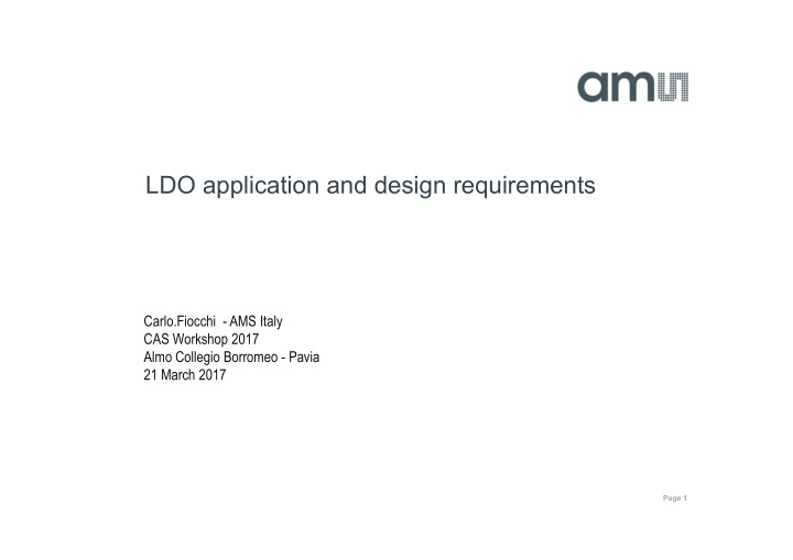 ldo application and design requirements