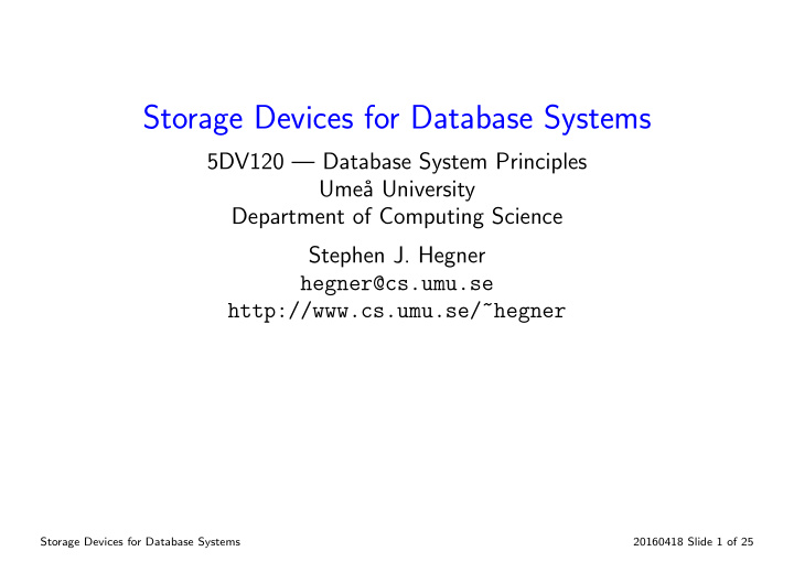storage devices for database systems