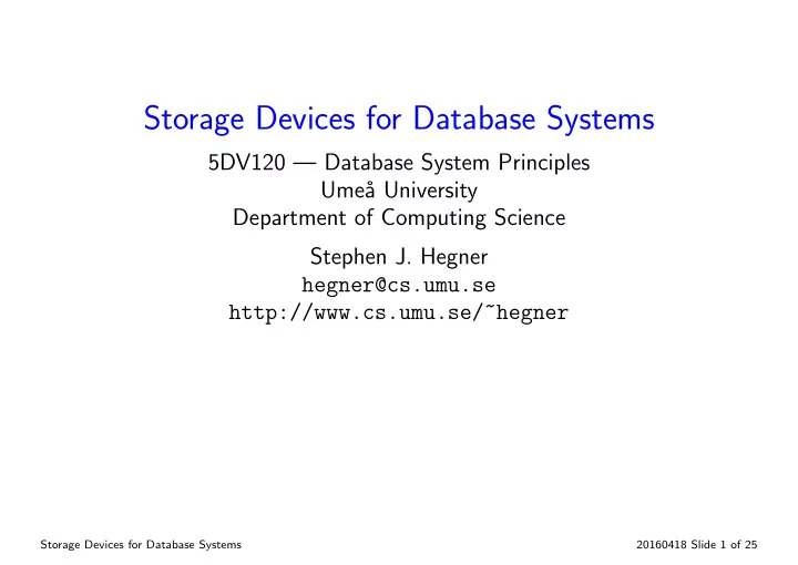 storage devices for database systems
