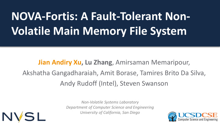 nova fortis a fault tolerant non volatile main memory