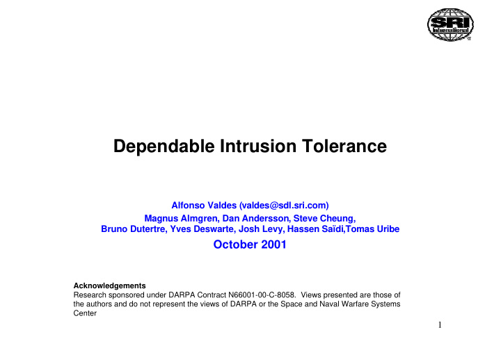 dependable intrusion tolerance