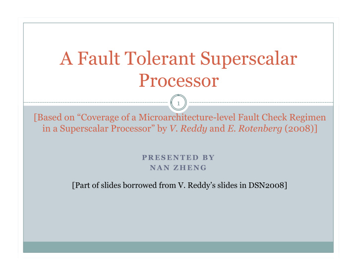 a fault tolerant superscalar processor