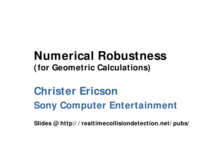 numerical robustness