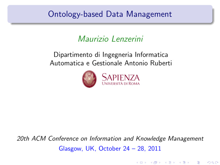 ontology based data management maurizio lenzerini