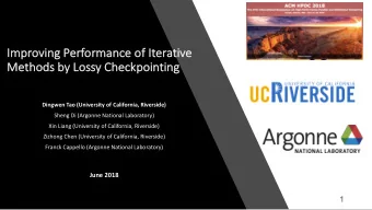Im  Improving P  Performance o  of It  Iterative  Me  Methods by  y Lo  Lossy  y Checkp  kpoin