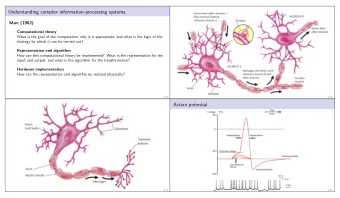 Understanding complex information-processing systems  Marr (1982)  Computational theory  What is