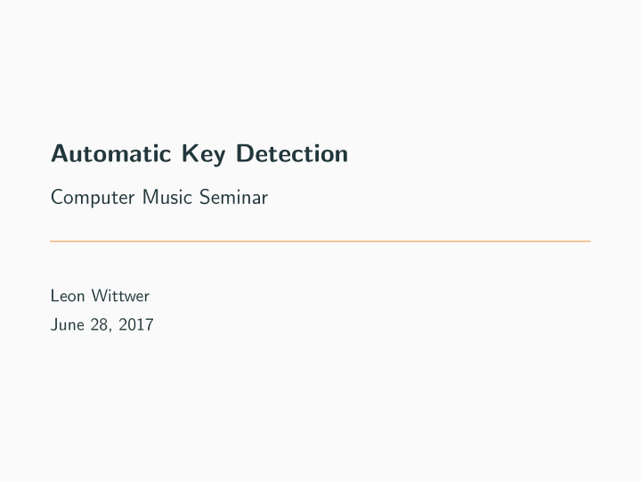 automatic key detection