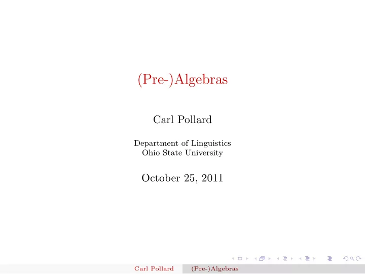 pre algebras