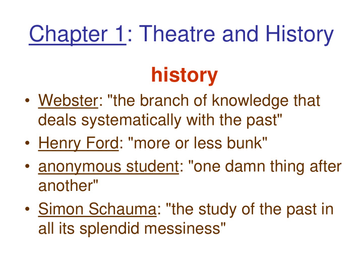 chapter 1 theatre and history