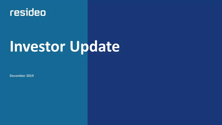 investor update