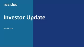 Investor Update  December 2019  DISCLAIMER  Forward-Looking Statements This presentation contains