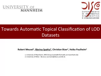 Towards  Automa-c  Topical  Classifica-on  of  LOD    Datasets