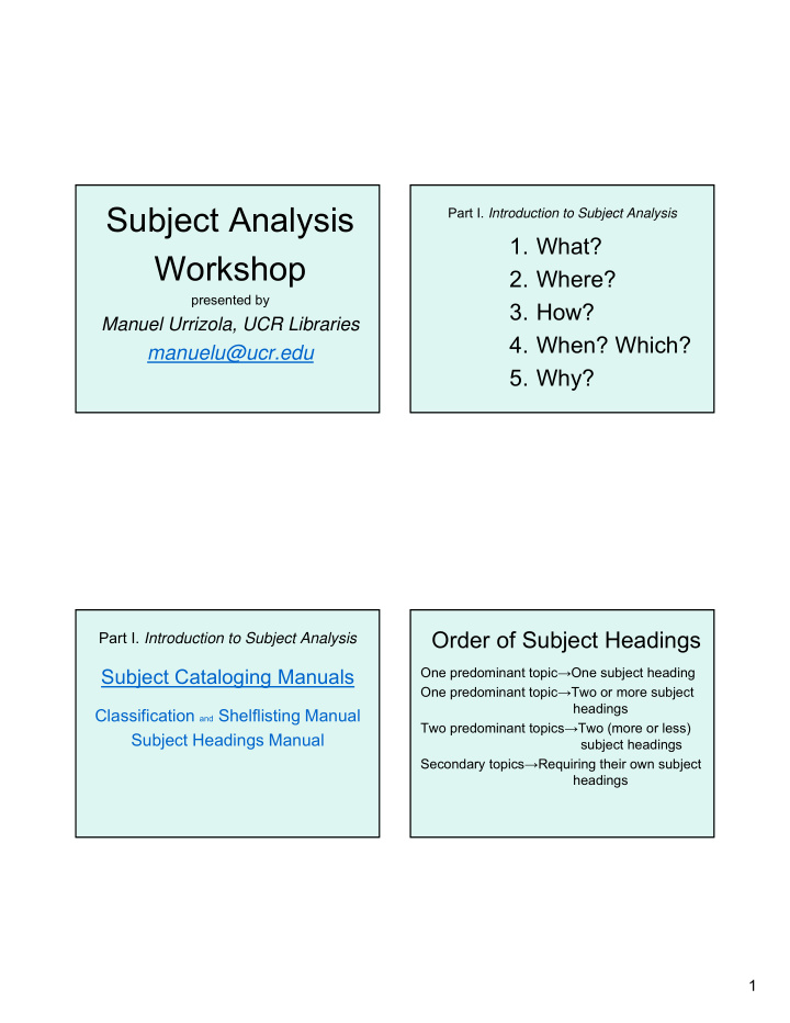 subject analysis