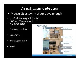 Direct toxin detection  Mouse bioassay  not sensitive enough  HPLC (chromatography)