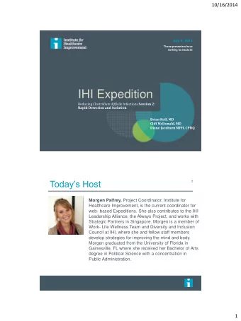IHI Expedition Reducing Clostridium difficile Infections Session 2:  Rapid Detection and Isolation