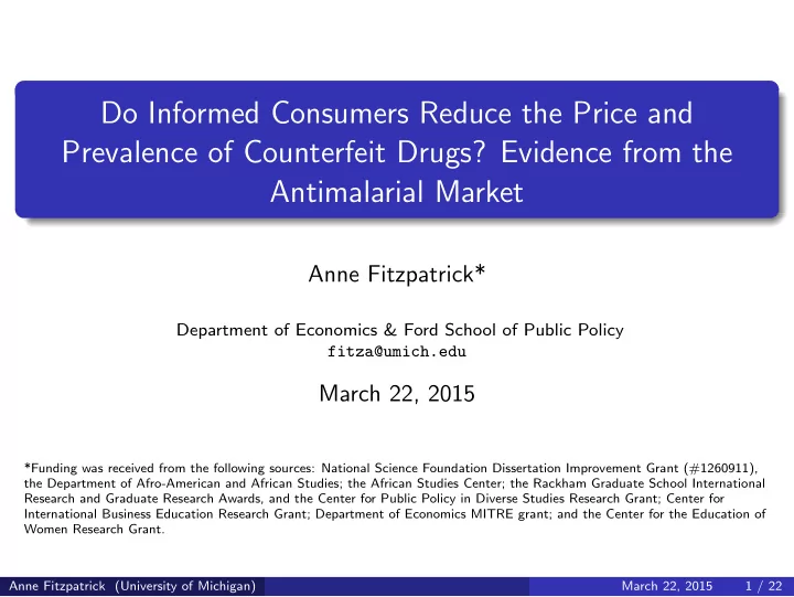 do informed consumers reduce the price and prevalence of