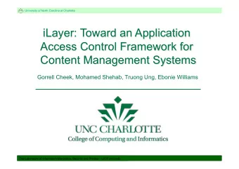 iLayer: Toward an Application  Access Control Framework for  Content Management Systems  Gorrell