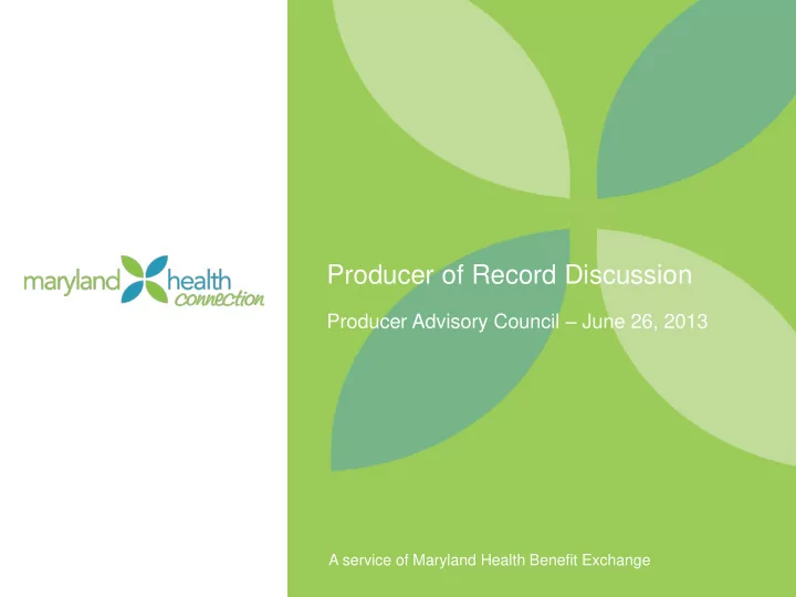 producer of record discussion