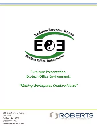 Furniture PresentaCon:  Ecotech Office Environments Making Workspaces Crea1ve Places  255