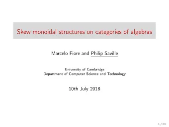 Skew monoidal structures on categories of algebras  Marcelo Fiore and Philip Saville  University of