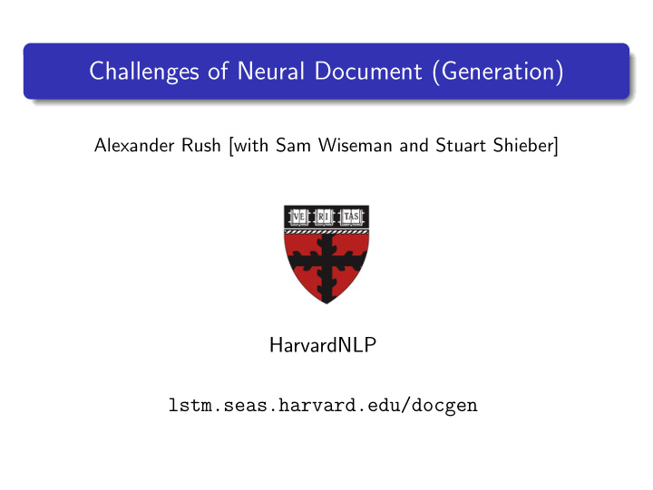 challenges of neural document generation
