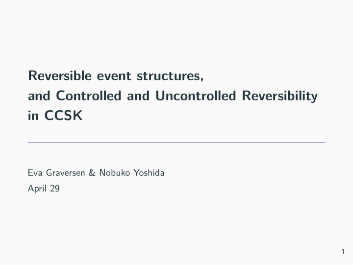 reversible event structures and controlled and