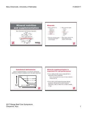 Mineral nutrition  Minerals  and supplementation  Macro-minerals (%)  Micro-minerals (ppm)