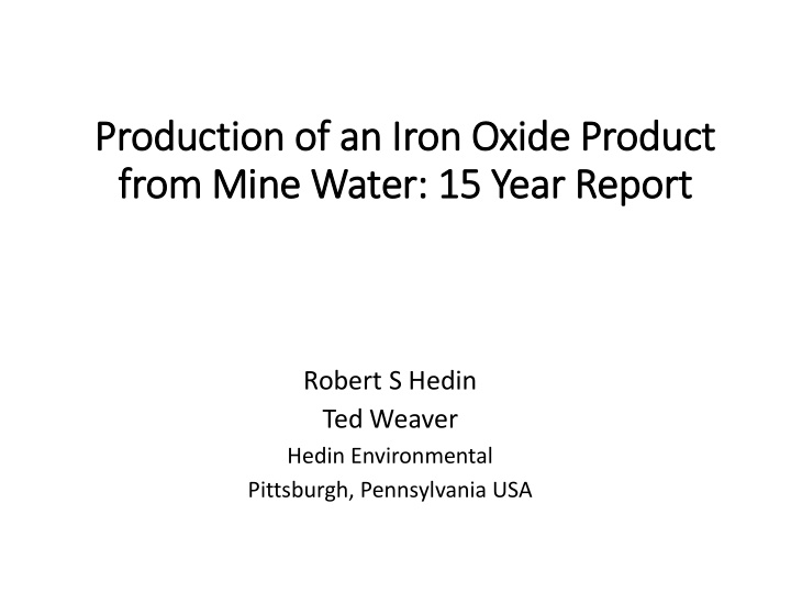 produc uction o n of an iron o oxide p produ duct from om
