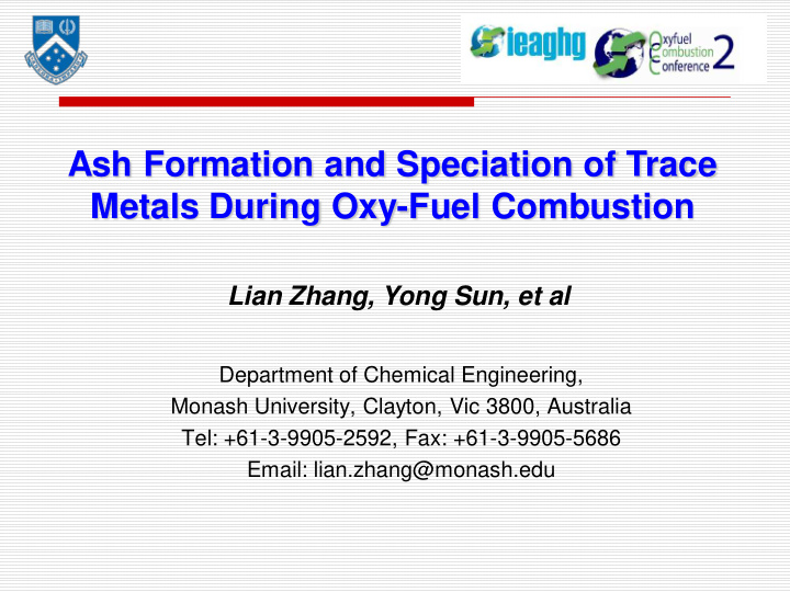 ash formation and speciation of trace metals during oxy