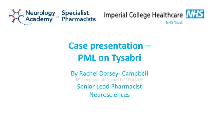 case presentation pml on tysabri
