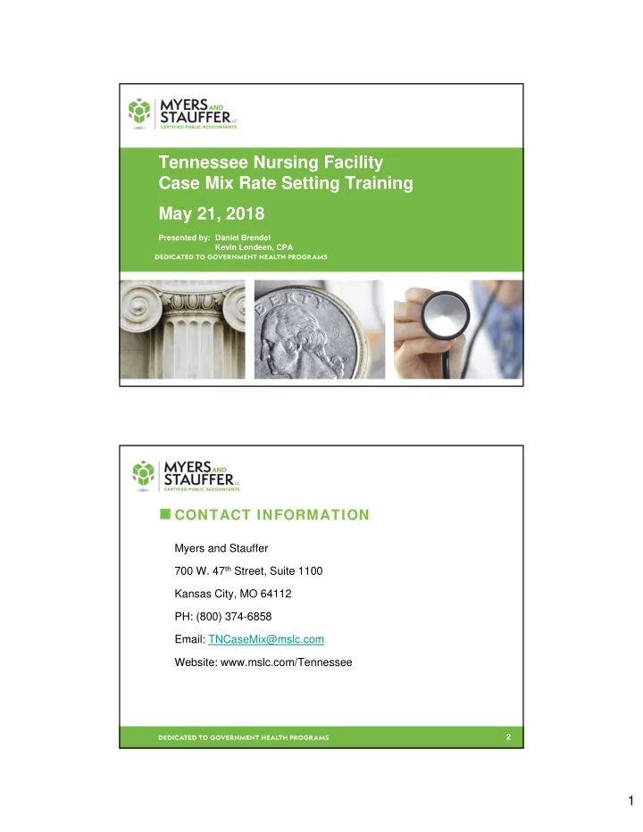 tennessee nursing facility case mix rate setting training