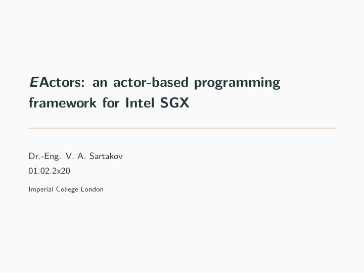 e actors an actor based programming framework for intel