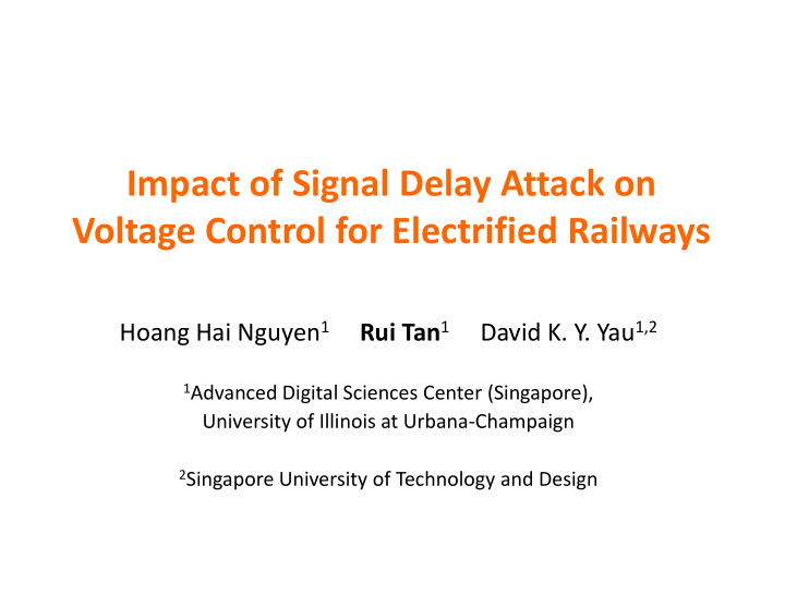 impact of signal delay attack on voltage control for