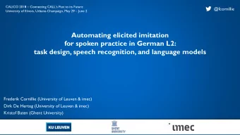 Automating elicited imitation  for spoken practice in German L2:  task design, speech recognition,