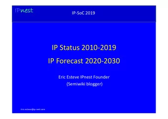 IP Status 2010-2019  IP Forecast 2020-2030  Eric Esteve IPnest Founder  (Semiwiki blogger)