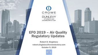 EFO 2019  Air Quality  Regulatory Updates  Robert D. Singletary
