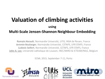Valuation of climbing activities using  Multi-Scale Jensen-Shannon Neighbour Embedding Romain