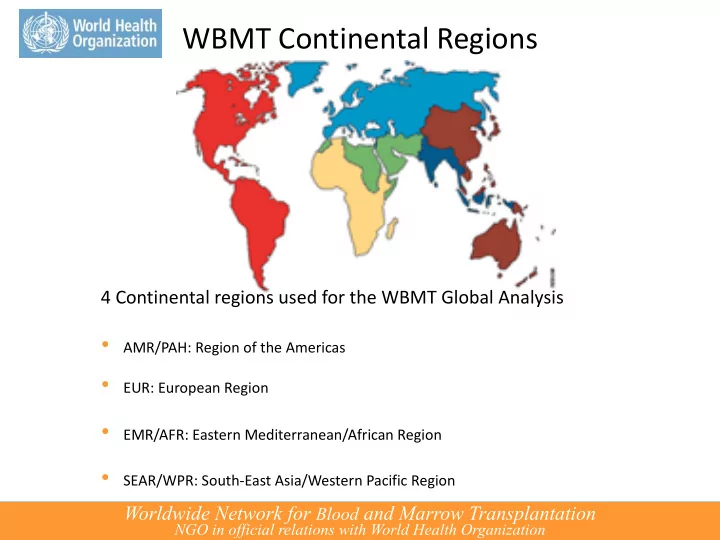 wbmt continental regions