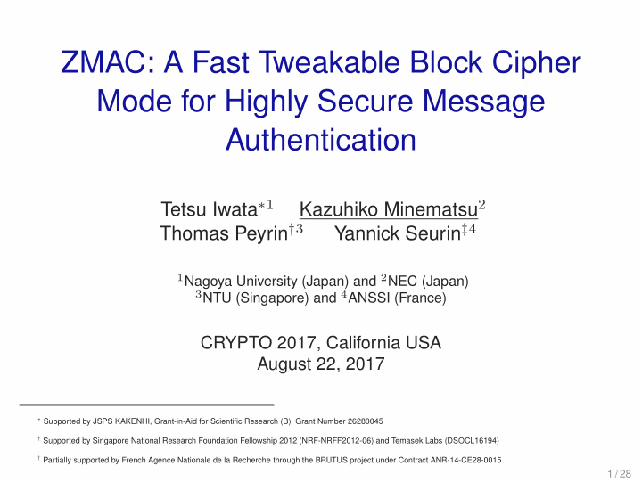 zmac a fast tweakable block cipher mode for highly secure
