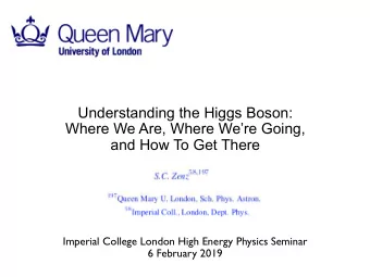 Understanding the Higgs Boson:  Where We Are, Where Were Going,  and How To Get There  Imperial