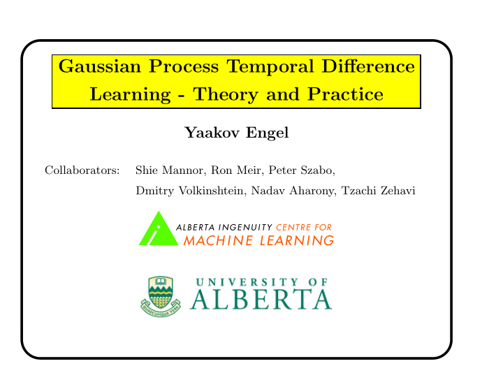 gaussian process temporal difference learning theory and