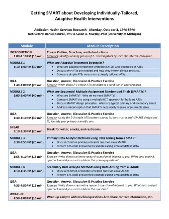 Getting SMART about Developing Individually-Tailored,  Adaptive Health Interventions  Addiction