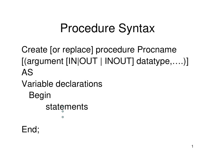 procedure syntax