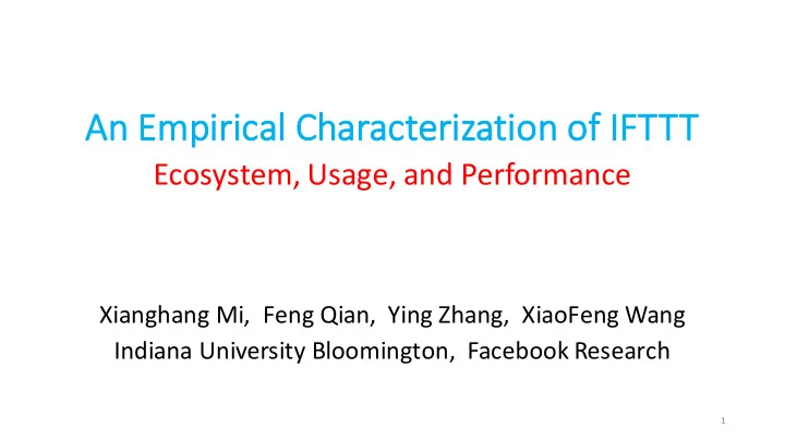 an an empirical characterization of ifttt