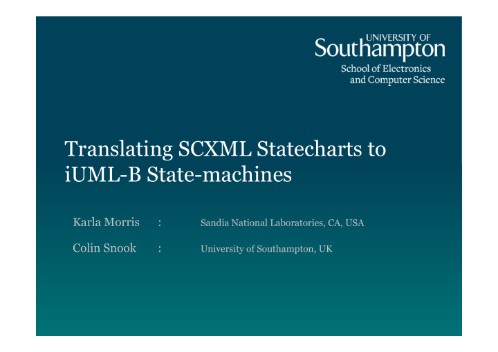 translating scxml statecharts to iuml b state machines