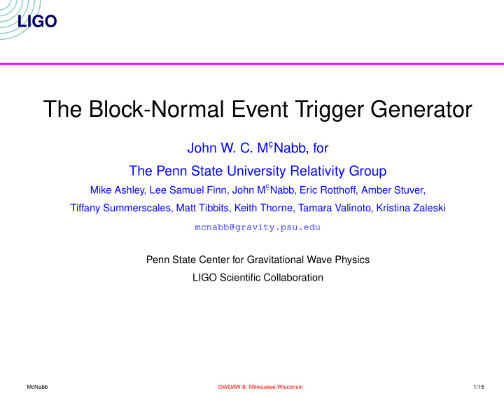 the block normal event trigger generator