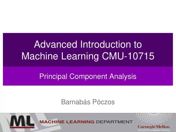 advanced introduction to machine learning cmu 10715