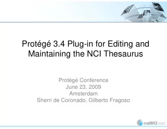 Protg 3.4 Plug-in for Editing and  Maintaining the NCI Thesaurus  Protg Conference  June