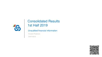 1st Half 2019  Unaudited financial information  Investor Relations  30/07/2019  DISCLAIMER