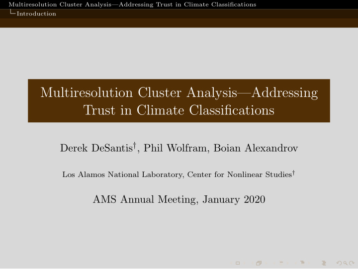 multiresolution cluster analysis addressing trust in